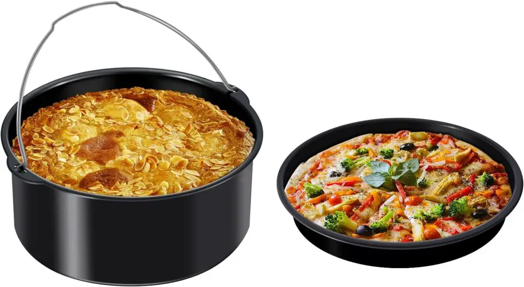 AFRYACCE 2pcs/set Universal Air Fryer Accessories, Air Fryer Pizza Pan and Baking Cake Barrel, Nonstick Coating, Fits Most 3 qt Air Fryer and Larger, For Most Brands of Air Fryer  Oven  Instant pot