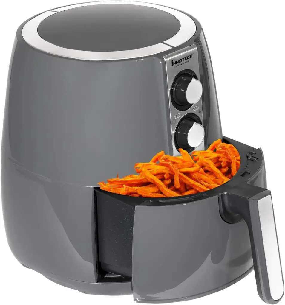 Innoteck Kitchen Pro 4L Air Fryer - Multifunctional Cooking Equipment - Over Heat Protection - Non Slip Feet - Add Stylish Addition to Your Kitchen - Dishwasher Safe - Modern Grey