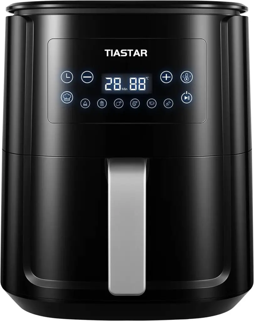 Tiastar Air Fryer 5.5L with Rapid Air Circulation,1700W Air Fryers for Home Use with 60 Minute TimerTemperature, Nonstick Basket for Healthy Oil Free  Low Fat Cooking, Black (KZ-6012)