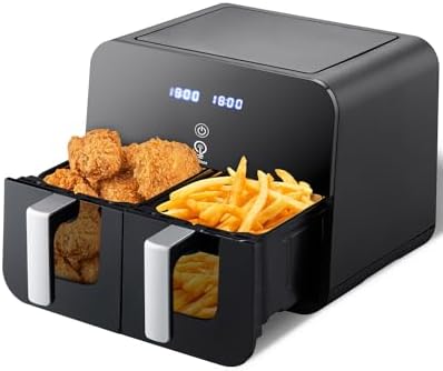 You are currently viewing Lulizar Dual Air Fryer with Visual Window, 10L Large Capacity, 2 Drawers, 8-In-1 Cooking Presets, Touch Screen, Timer Setting, Smart Finish, Dishwasher-Safe, Uses No Oil, Low Fat Cooking