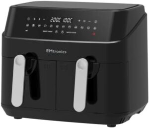 Read more about the article EMtronics EMDAF9LD Dual Air Fryer Extra Large Family Size Double XL 9 Litre Digital with 12 Pre-Set Menus for Oil Free & Low Fat Healthy Cooking, 60-Minute Timer – Black