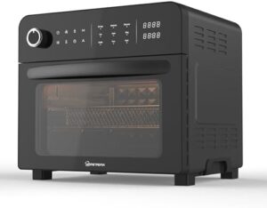 Read more about the article 23L Air Fryer Oven With Rotisserie Large XXL Digital Knob 1700W 10 in 1 Airfryer Countertop Convection Mini Oven electric grill, Double-layered Glass Door, Full Accessory Set Pizza Stone Rolling Cage