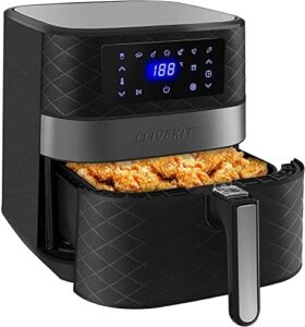 Read more about the article LLIVEKIT 5.5 L Air Fryer Family Size Hot Large Air Fryer Low Fat and Oil-Less Cooking, Digital Touchscreen, Removable Basket, Timer & Temperature Control, 7 Presets with Cookbook, Black