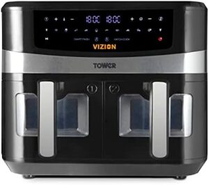 Read more about the article Tower, T17100, Vortx Vizion 9L Dual Basket Air Fryer with Digital control panel & 10 One-touch Pre-sets, Black