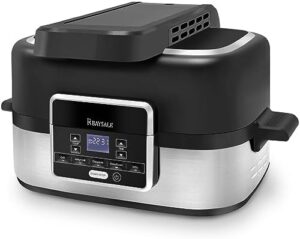 Read more about the article RBAYSALE Air Fryer Health Grill Air Fryers with 5 in 1 Cooking Functions 4.5L Nonstick Brushed Steel Smokeless Electric Grill with Surround Searing Air Fry, Bake, Roast, Grill, Dehydrate
