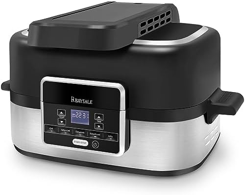 You are currently viewing RBAYSALE Air Fryer Health Grill Air Fryers with 5 in 1 Cooking Functions 4.5L Nonstick Brushed Steel Smokeless Electric Grill with Surround Searing Air Fry, Bake, Roast, Grill, Dehydrate