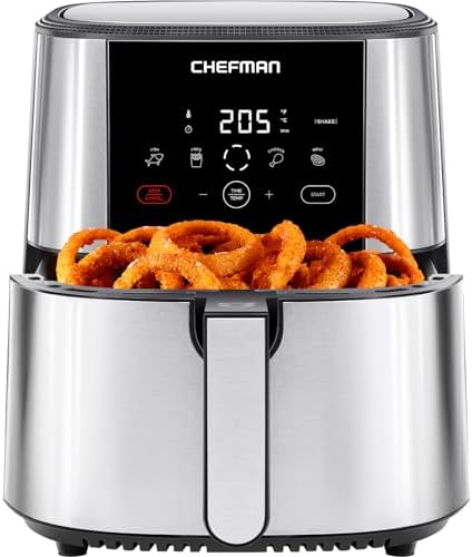 You are currently viewing Chefman TurboFry® Touch Air Fryer, XL 7.5 Litre Family Size, 1800W Power, 4 Presets, Uses No Oil, Nonstick Dishwasher-Safe Parts, Automatic Shutoff, Stainless Steel