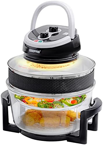 You are currently viewing Geepas 1400W Turbo Halogen Oven, 17L | 60min Timer, Adjustable Temperature Control & Self Clean Function| Low Fat Air Fryer, Removable Glass Bowl & Extender Ring to Bake Grill Steam Broil Roast BBQ