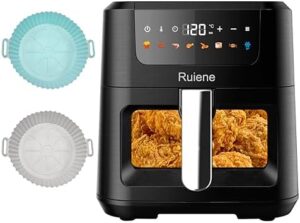 Read more about the article 5.5 Liter Digital Air Fryer | Transparent cooking window | Air Fryer |Touch screen design| 8 Cooking Presets | Adjustable Temperature |1500W|Comes with 2 silicone baking pans(5.5L Visible window)