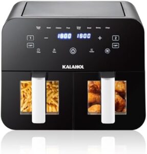 Read more about the article KALAHOL 5+5L Dual Air Fryer, 2400W Digital Air Fryer with Removable Basket, 8 Presets Recipes, LED One Touch Screen, 60-Minute Timer and 80-200℃ Temperature Control Visible