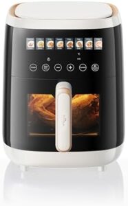 Read more about the article Bear 5L 8 Menu Smart Air Fryer with Visible Cooking Window, 2000W Dual Heating, 8-in-1 Multicooker,no shaking,Touch screen,White