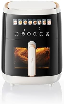 You are currently viewing Bear 5L 8 Menu Smart Air Fryer with Visible Cooking Window, 2000W Dual Heating, 8-in-1 Multicooker,no shaking,Touch screen,White