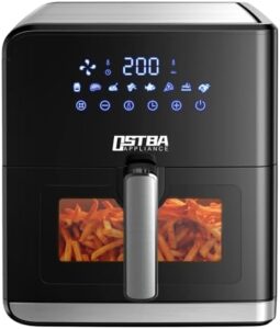 Read more about the article OSTBA Air Fryer, 7.5L Oil Free Air Fryers Home Use 1700W with Clear Window and Rapid Air Technology,8 Presets, LED Touch Screen, Timer & Temperature Control