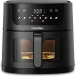 Read more about the article Schallen Modern Black Gloss Healthy Eating Low Fat Large 3.5L 1300-1500W Digital Display Air Fryer with 9 Cooking Settings and 30 Minute Timer (Glass Window 4L Air Fryer)
