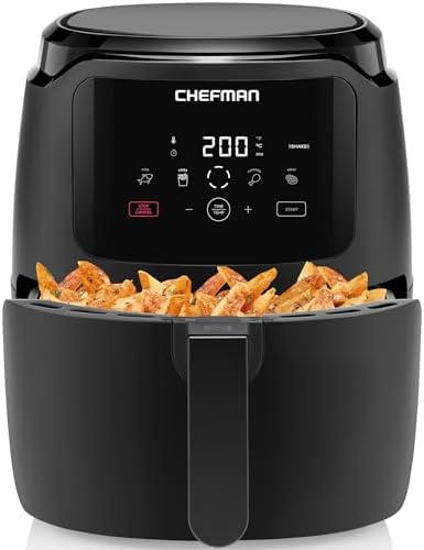 You are currently viewing Chefman Digital Air Fryer, Large 4.75 Litre Family Size, 1300W, One Touch Digital Control Presets, French Fries, Chicken, Meat, Fish, Nonstick Dishwasher-Safe Parts, Automatic Shutoff, Black