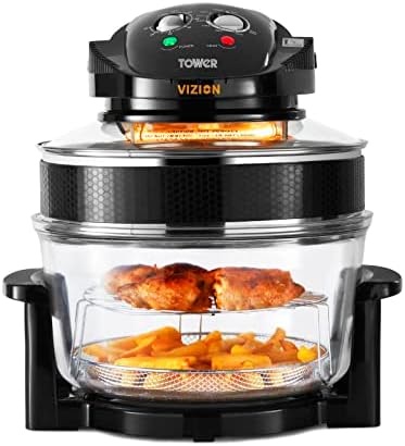 You are currently viewing Tower T14048 Vizion Halogen Airwave Low Fat Air Fryer, 1400 W, 17 Litre Capacity with Extender Ring, Black