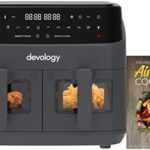 Read more about the article Devology Double Air Fryer – 9L – 2 x 4.5L Independent Cooking Zones With Light Up Glass Front – Free 50 Recipe Cookbook- 10 Cooking Programs – Digital LED Display – Healthy Oil-free Fryer – Portable