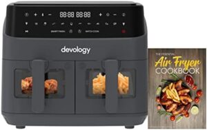 Read more about the article Devology Double Air Fryer – 9L – 2 x 4.5L Independent Cooking Zones With Light Up Glass Front – Free 50 Recipe Cookbook- 10 Cooking Programs – Digital LED Display – Healthy Oil-free Fryer – Portable