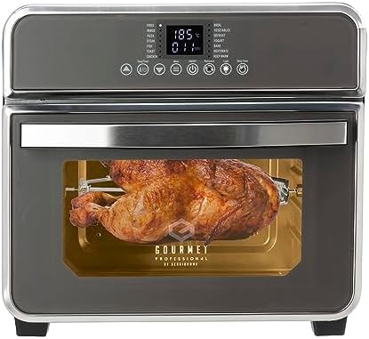 You are currently viewing Gourmet Professional Clean Cook Air Fryer Oven – Dehydrator 1600W | 15L Capacity with Rotisserie Function and 14 Digital Preset Programs, Family Size Healthy Oil Free Cooking, Full Accessory Set