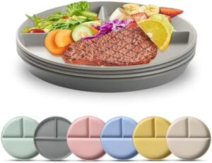 Read more about the article 6-Pack Re-Usable Eco-Friendly 9″ Portion Control Plates for Adults. Kids Plates. Divided Plates. Diet Plate Perfect for Healthy Eating, Picnic, Camping, or BBQ