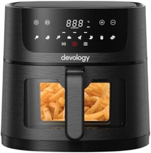 Read more about the article Devology Digital Air Fryer – 4L Glass Window – Non Stick Airfryer Free 50 Recipe Cookbook – Pre-Set Cooking Programs – Oil-free Chip Fryer for Home Use With 60 Minute Timer – Kitchen Appliance
