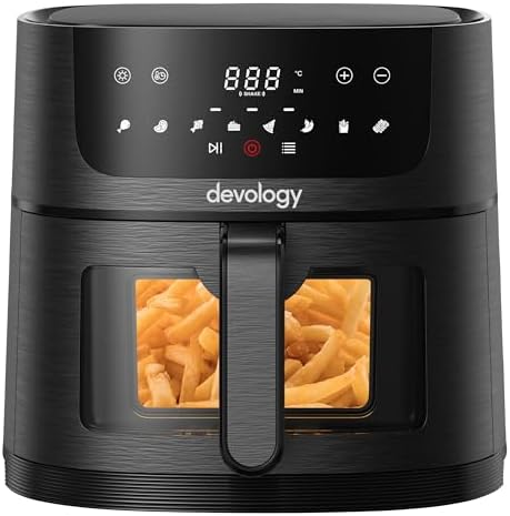 You are currently viewing Devology Digital Air Fryer – 4L Glass Window – Non Stick Airfryer Free 50 Recipe Cookbook – Pre-Set Cooking Programs – Oil-free Chip Fryer for Home Use With 60 Minute Timer – Kitchen Appliance