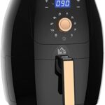 Read more about the article HOMCOM Air Fryer 5.5L 1700W with Digital Display Rapid Air Circulation Adjustable Temperature 60Min Timer Preheat Dishwasher Safe Basket for Healthy Oil Free Low Fat Cooking, Black & Rose Gold
