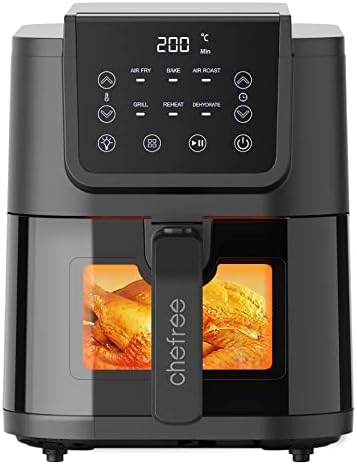 You are currently viewing CHEFREE Air Fryer, 5L Family-sized with Viewing Window Drawer, Digital 6-in-1 Low Energy Multicooker, Roast, Grill, Bake, Toast, Fry, Dehydrate, Oil-free, Nonstick Dishwasher Safe Basket, Black, AFW01