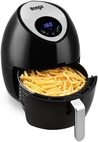 You are currently viewing Venga! Air Fryer, 4.5 Litres, With Digital Timer and Temperature Control (80-200°C), 7 Menus Pre-set, 1 500 W, Black, VG AFT 3006 BS