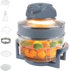 Read more about the article 17L/1400W Halogen Oven Air Fryer, Oil-free Meals With Our Manual Air Fryer, Ideal For Baking, Roasting, Grilling Variety Of Dishes, Includes Accessories Pack, 60 Minute Timer & Extender Ring – Grey