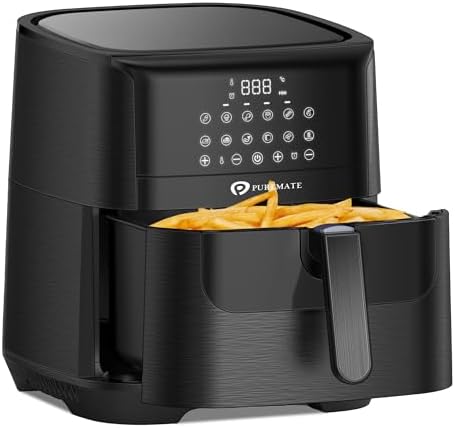 You are currently viewing PureMate 7L Air Fryer with Digital Display & Recipes Book, Healthy Oil Free 1800W Air Fryer with 12 Preset, LED One Touch Screen, Timer & Adjustable Temperature Control for Low Fat Cooking