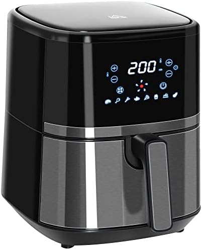 You are currently viewing HOMCOM 4.5L Air Fryer, 1500W Air Fryer Oven with Digital Touch Display, Rapid Air Circulation System, Timer, Adjustable Temperature and Nonstick Basket for Oil Less or Low Fat Cooking, Black