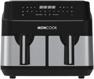 Read more about the article MONCOOK Double Air Fryer – 2 In 1 Airfryer 10L With 2 x 5L Baskets – 50 Recipe Cookbook – Smart Finish Function – Digital LED Display Airfryer – 12 Pre-Set Cooking Programs – Healthy Oil-free Fryer