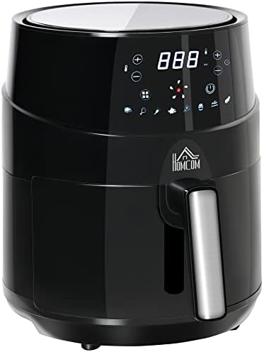 You are currently viewing HOMCOM Air Fryer, 1500W 4.5L Air Fryer Oven with Digital Display, Rapid Air Circulation, Adjustable Temperature, Timer and Nonstick Basket for Oil Less or Low Fat Cooking, Black