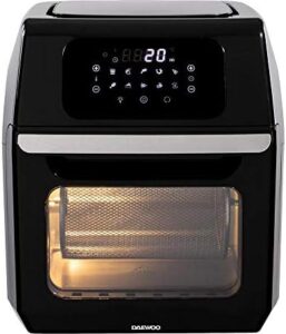 Read more about the article Daewoo 12L Rotisserie Air Fryer for Healthy Cooking, Rapid Air Circulation with Large Window & Interior Light For Easy Viewing, Thermostat Control, Includes 3 Mesh Baskets, Rotisserie Skewer