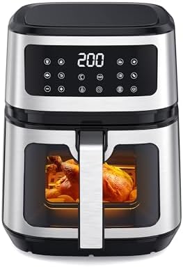 You are currently viewing HERILIOS 5L Air Fryer, 8-in-1 Air Fryer Oven With Rapid Air Circulation, Max 200℃ Setting, One-Touch Digital Tempered Glass Display, Quiet,1200W