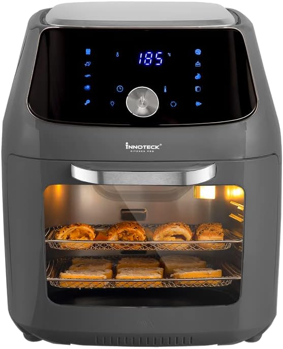 You are currently viewing Innoteck Kitchen Pro 16L Digital Air Fryer Oven – With Rotisserie – Multi-Functions Smart Cooker – For Air Frying, Roast, Dehydrate, Bake, Reheat – Non-Slip Feet – Dishwasher Safe Accessories – Grey
