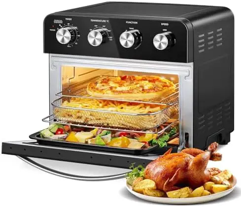 You are currently viewing FOHERE Air Fryer Oven 23L Mini Oven, Multi-function Countertop Convection Oven with Rotisserie, Oil Free Cooking, Independent Temp Control for Energy Save, 6 Accessories & 100 Recipes, 1700W