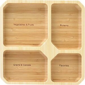 Read more about the article Square Portion Control Plate (4-Section) – My Plate Healthy Diet Ratio Control or Weight Loss Aid Plate – Bamboo Lunch Plate or Healthy Eating Plate