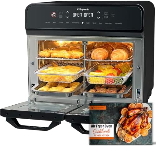 You are currently viewing HYSapientia® 22L Dual Zone Air Fryer Oven With Rotisserie,Large Double Air Fryer Mini Oven Digital 2400W 10 in 1 Airfryer Countertop Convection Oven electric and grill,Stainless Steel,13 Accessories